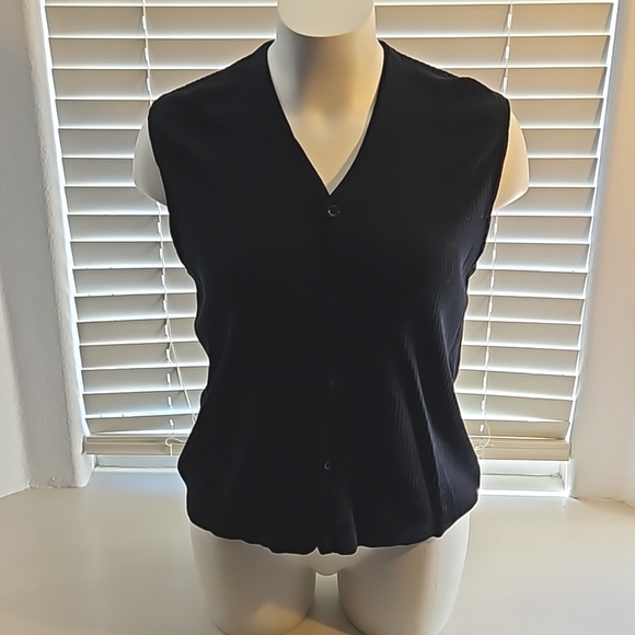 Eddie Bauer Black Knit Button Down Sweater Vest - Picture 1 of 7